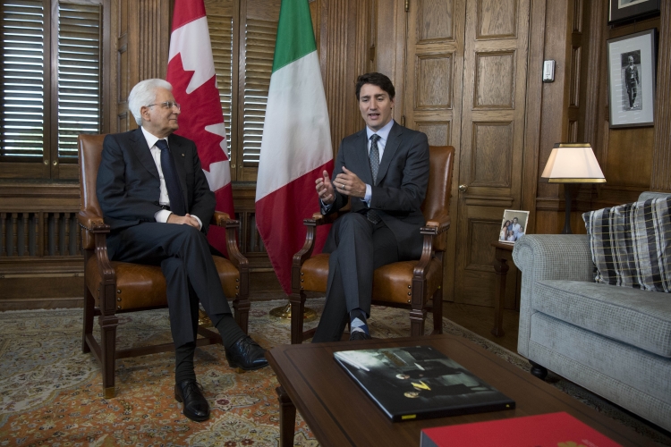 Il Presidente Sergio Mattarella con il Primo Ministro del Canada 