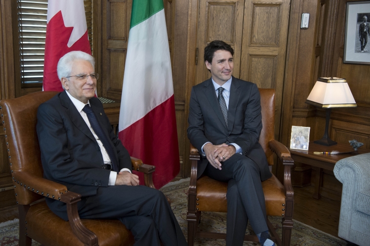 Il Presidente Sergio Mattarella con il Primo Ministro del Canada