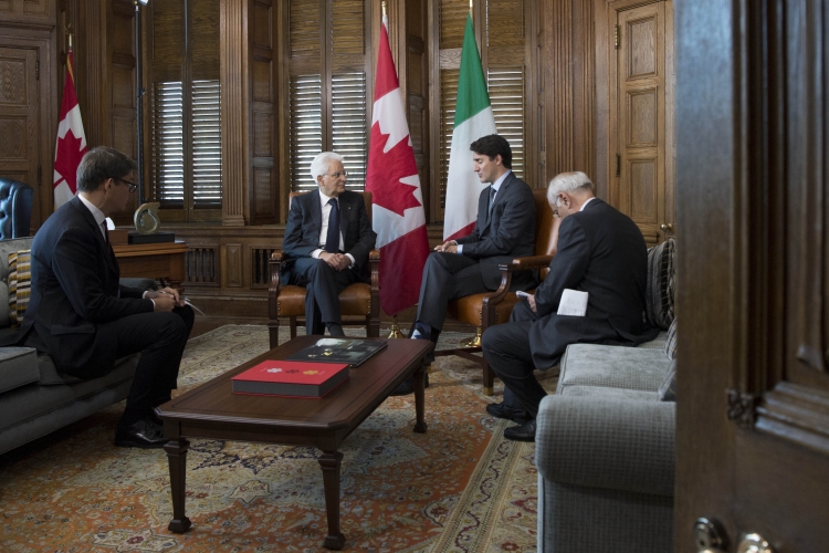 Il Presidente Sergio Mattarella con il Primo Ministro del Canada 