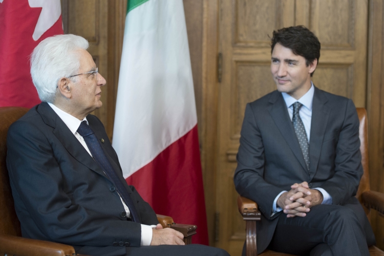 Il Presidente Sergio Mattarella con il Primo Ministro del Canada Justin Trudeau 