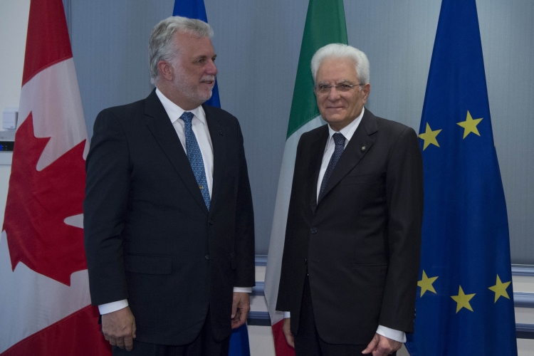 Il Presidente Sergio Mattarella con il Primo Ministro del Québec