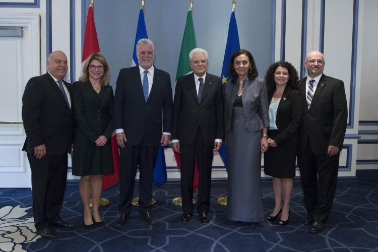 Il Presidente Sergio Mattarella in occasione dell'incontro con il Primo Ministro del Québec