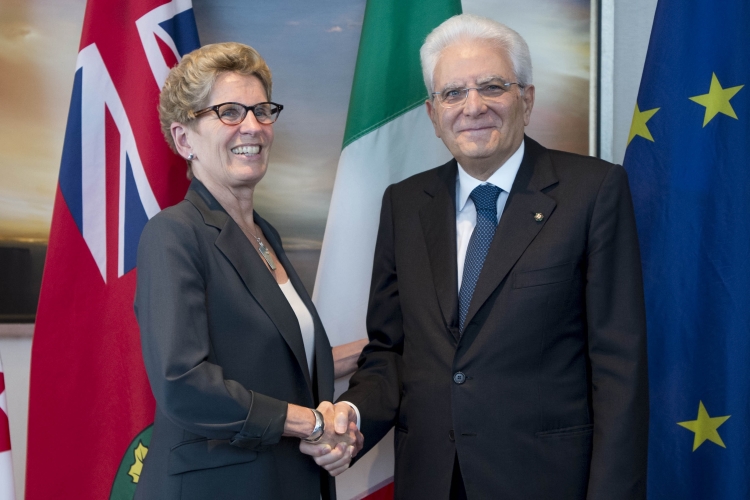 Il Presidente Sergio Mattarella con il Primo Ministro dell'Ontario, Kathleen Wynne