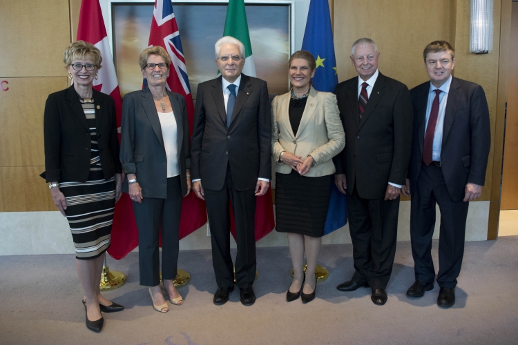 Il Presidente Sergio Mattarella con il Primo Ministro dell'Ontario, Kathleen Wynne