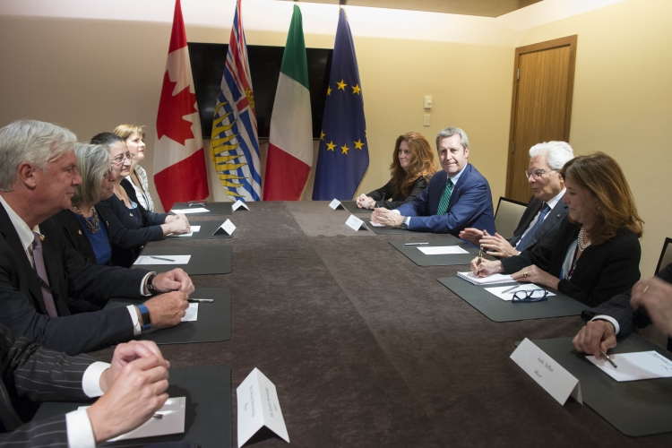 Il Presidente Sergio Mattarella con il Governatore della British Columbia, Judith Guichon