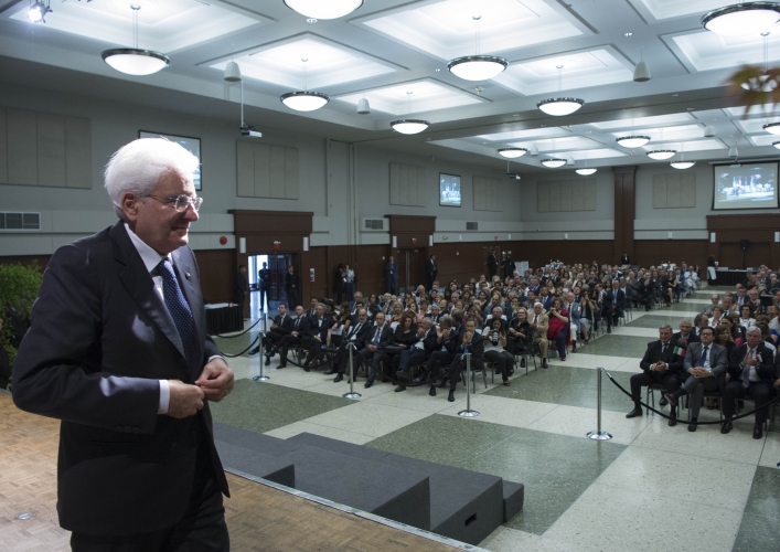 Il Presidente Sergio Mattarella  al Centro Culturale Italiano nel corso dell'incontro con la collettività italiana di Vancouver