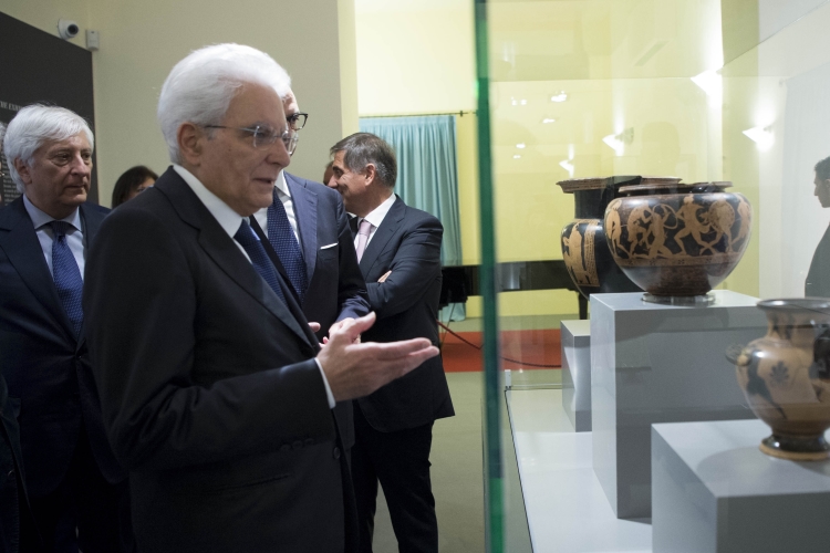 Il Presidente Sergio Mattarella al museo di Villa Aurea