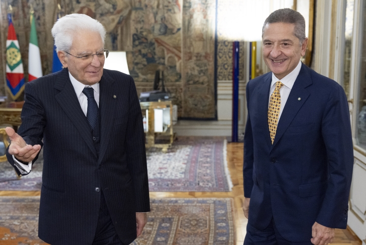 Il Presidente Sergio Mattarella con il nuovo Governatore della Banca d'Italia, Fabio Panetta