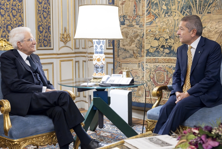 Il Presidente Sergio Mattarella con il nuovo Governatore della Banca d'Italia, Fabio Panetta