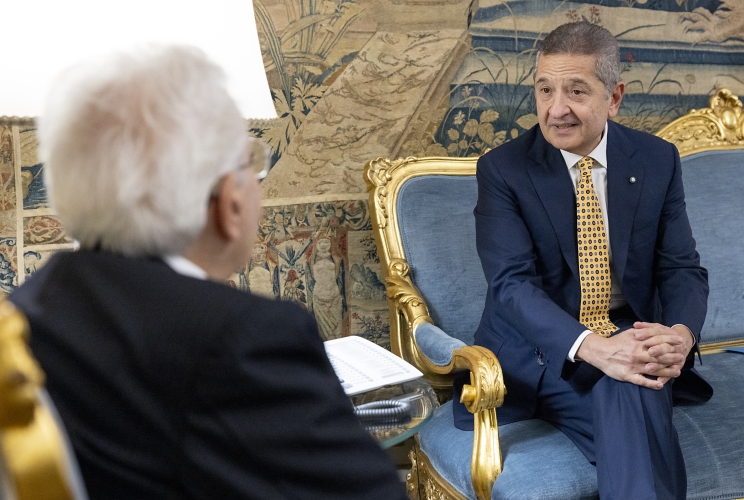 Il Presidente Sergio Mattarella con il nuovo Governatore della Banca d'Italia, Fabio Panetta
