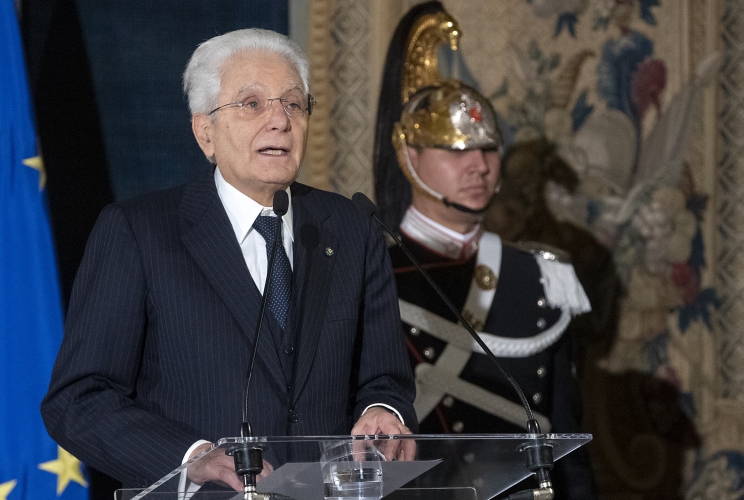 Il Presidente Sergio Mattarella nel corso della cerimonia di consegna delle insegne dell’Ordine Militare d’Italia, nel Giorno dell’Unità Nazionale e della Giornata delle Forze Armate