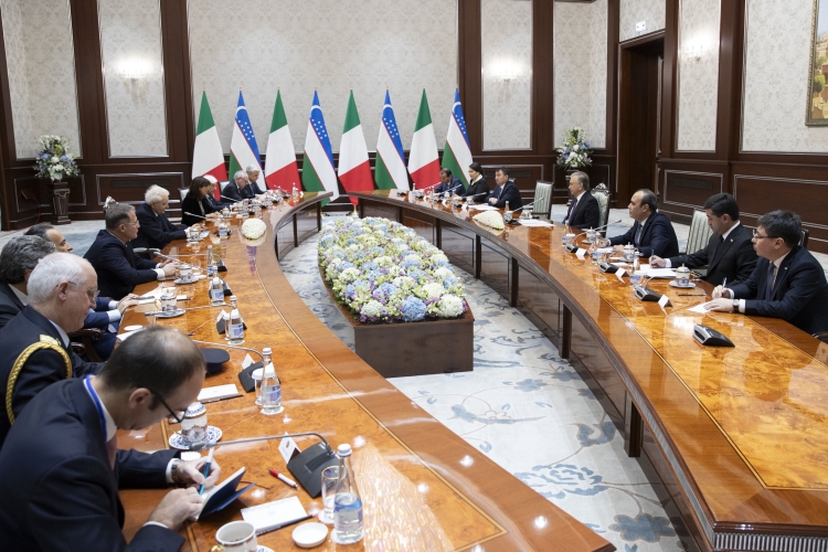 Il Presidente della Repubblica Sergio Mattarella con Shavkat Mirziyoyev, Presidente della Repubblica dell’Uzbekistan, in occasione della visita Ufficiale  
