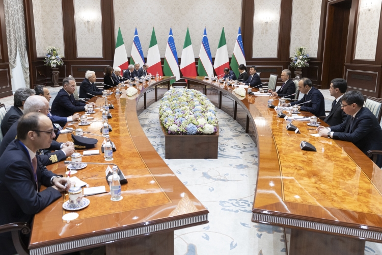 Il Presidente della Repubblica Sergio Mattarella con Shavkat Mirziyoyev, Presidente della Repubblica dell’Uzbekistan, in occasione della visita Ufficiale  
