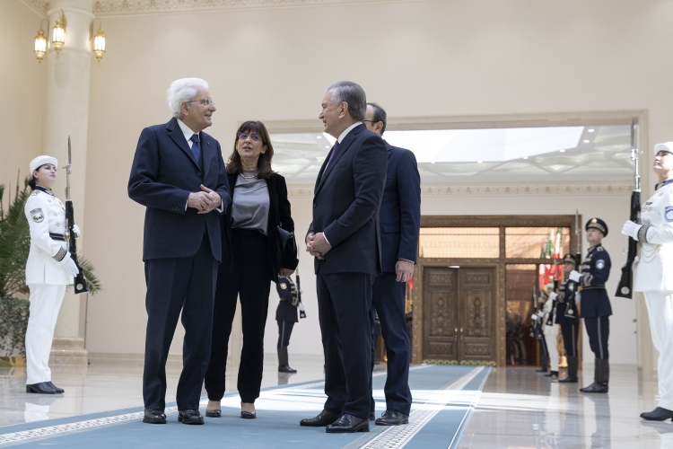 Il Presidente della Repubblica Sergio Mattarella con Shavkat Mirziyoyev, Presidente della Repubblica dell’Uzbekistan, in occasione della visita Ufficiale  
