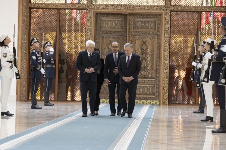 Il Presidente della Repubblica Sergio Mattarella con Shavkat Mirziyoyev, Presidente della Repubblica dell’Uzbekistan, in occasione della visita Ufficiale  
