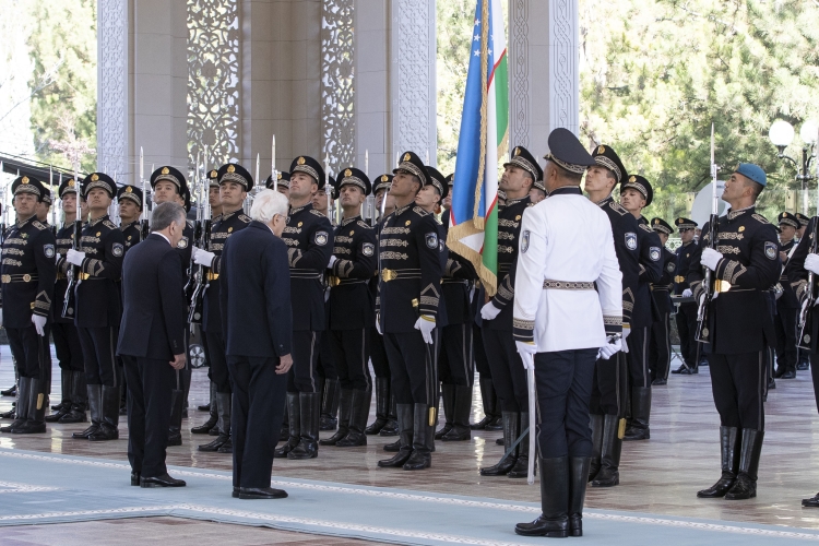 Il Presidente della Repubblica Sergio Mattarella con Shavkat Mirziyoyev, Presidente della Repubblica dell’Uzbekistan, in occasione della visita Ufficiale  
