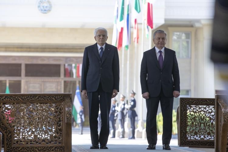 Il Presidente della Repubblica Sergio Mattarella con Shavkat Mirziyoyev, Presidente della Repubblica dell’Uzbekistan, in occasione della visita Ufficiale  
