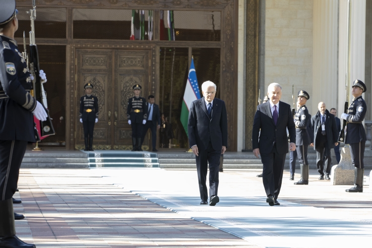 Il Presidente della Repubblica Sergio Mattarella con Shavkat Mirziyoyev, Presidente della Repubblica dell’Uzbekistan, in occasione della visita Ufficiale  

