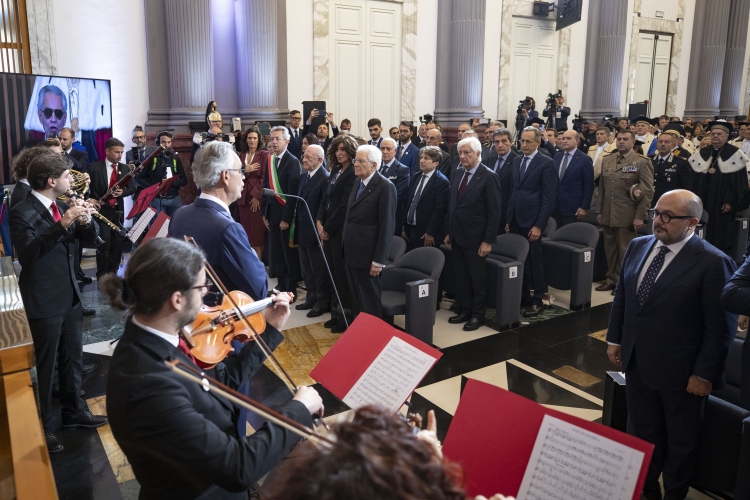 Il Presidente della Repubblica Sergio Mattarella durante la cerimonia d’inaugurazione dell’anno accademico 2023/2024 dell’Università degli Studi di Napoli Federico II in occasione dell’ottocentesimo anno dalla fondazione
