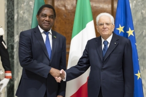 Il Presidente della Repubblica Sergio Mattarella con Hakainde Hichilema,Presidente della Repubblica dello Zambia, in visita ufficiale.
