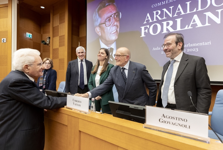 Il Presidente della Repubblica Sergio Mattarella alla cerimonia commemorativa in ricordo di Arnaldo Forlani