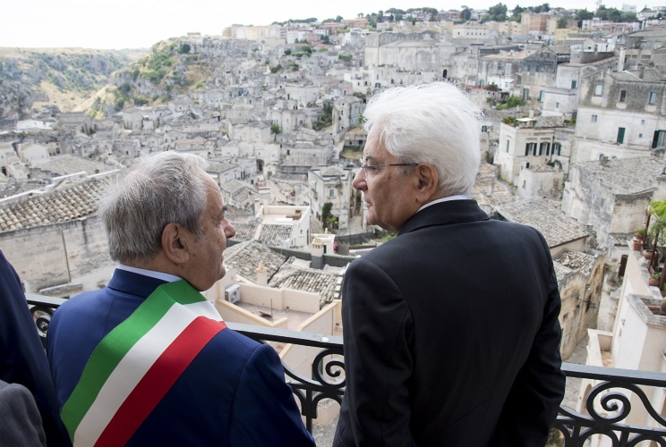 Il Presidente Sergio Mattarellacon il Sindaco di Matera