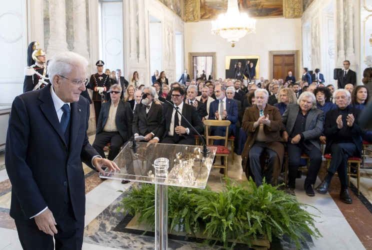 Il Presidente Sergio Mattarella in occasione dell'incontro con una delegazione dell’Associazione fonografici italiani, in occasione del 75° anniversario di costituzione dell’AFI