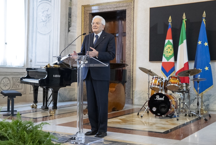 Il Presidente Sergio Mattarella in occasione dell'incontro con una delegazione dell’Associazione fonografici italiani, in occasione del 75° anniversario di costituzione dell’AFI