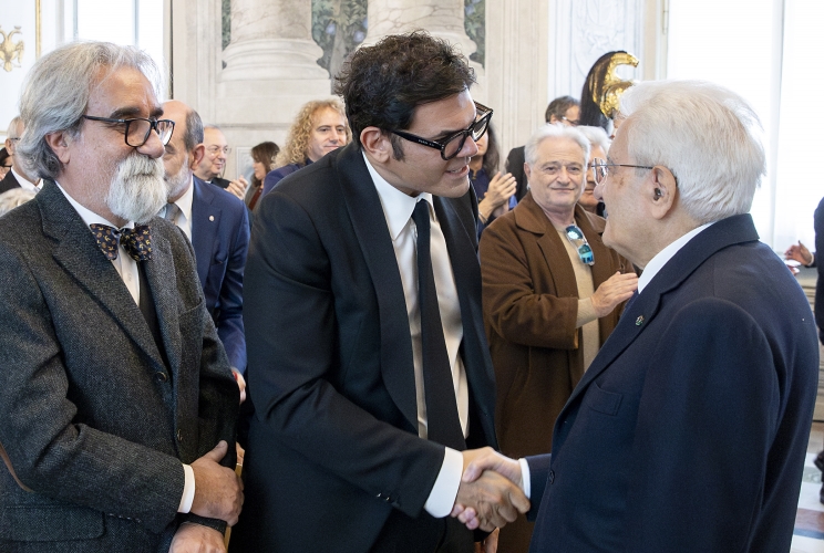 Il Presidente Sergio Mattarella in occasione dell'incontro con una delegazione dell’Associazione fonografici italiani, in occasione del 75° anniversario di costituzione dell’AFI