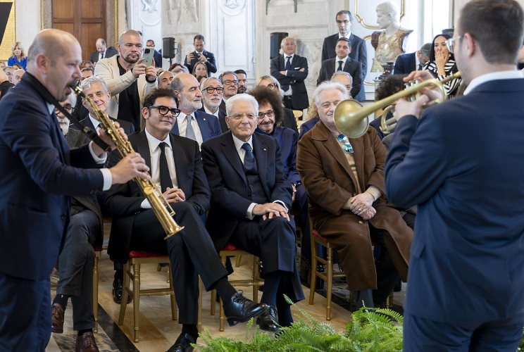 Il Presidente Sergio Mattarella in occasione dell'incontro con una delegazione dell’Associazione fonografici italiani, in occasione del 75° anniversario di costituzione dell’AFI