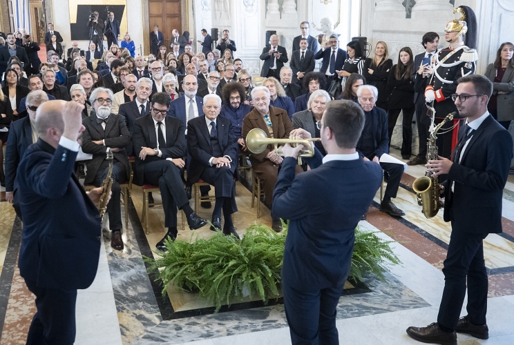 Il Presidente Sergio Mattarella in occasione dell'incontro con una delegazione dell’Associazione fonografici italiani, in occasione del 75° anniversario di costituzione dell’AFI