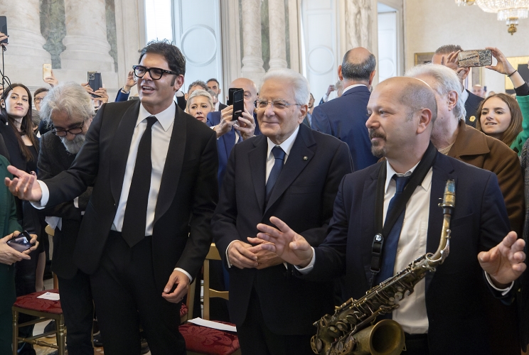 Il Presidente Sergio Mattarella in occasione dell'incontro con una delegazione dell’Associazione fonografici italiani, in occasione del 75° anniversario di costituzione dell’AFI