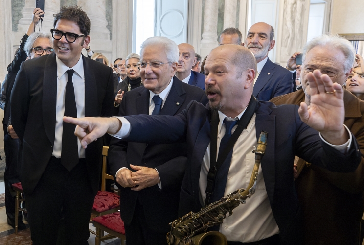 Il Presidente Sergio Mattarella in occasione dell'incontro con una delegazione dell’Associazione fonografici italiani, in occasione del 75° anniversario di costituzione dell’AFI