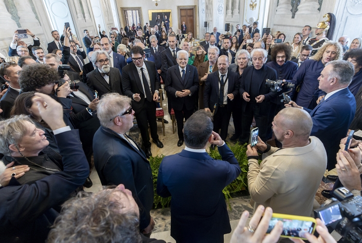 Il Presidente Sergio Mattarella in occasione dell'incontro con una delegazione dell’Associazione fonografici italiani, in occasione del 75° anniversario di costituzione dell’AFI