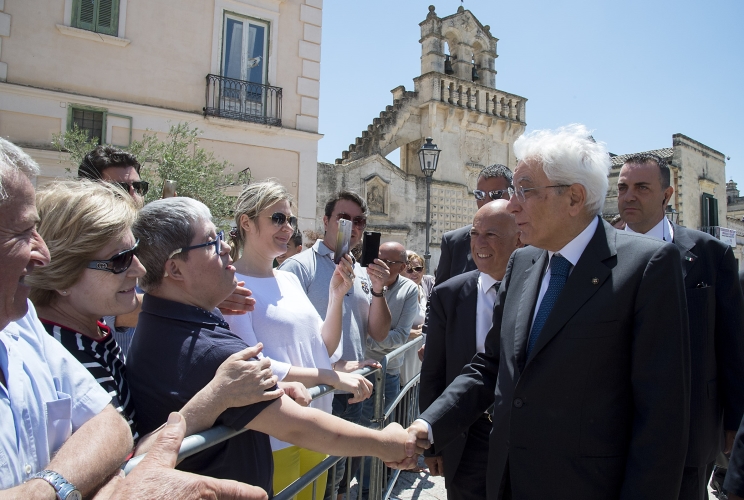 Il Presidente Sergio Mattarella nel corso della visita a Matera