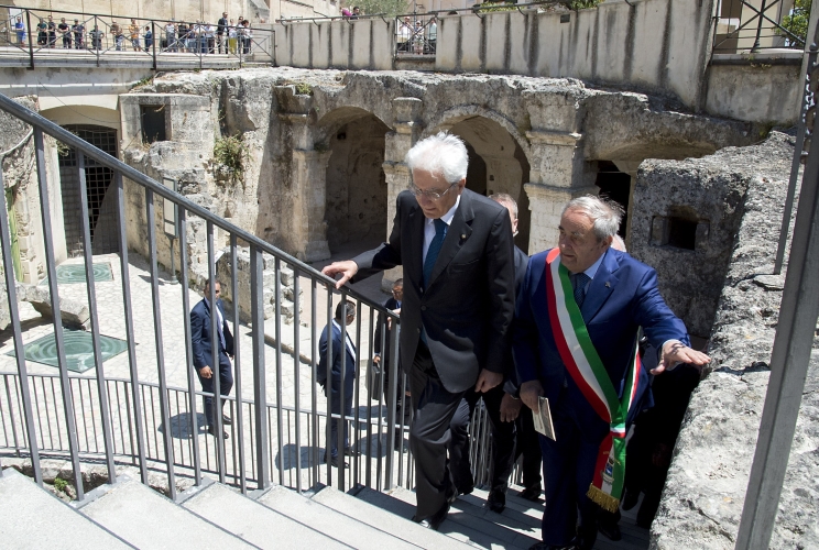 Il Presidente Sergio Mattarella con il Sindaco di Matera 