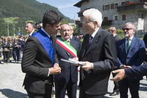 Il Presidente Sergio Mattarella ad Aquilone in occasione del trentennale dell'alluvione in Valtellina