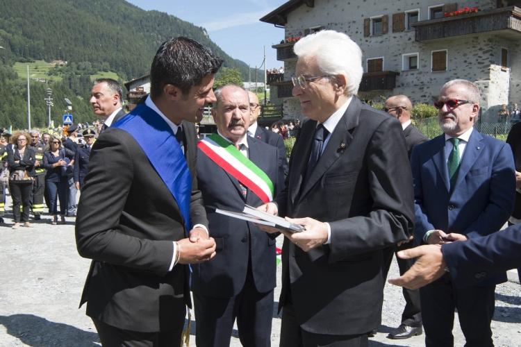 Il Presidente Sergio Mattarella ad Aquilone in occasione del trentennale dell'alluvione in Valtellina