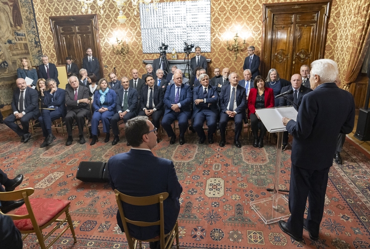 Il Presidente della Repubblica, Sergio Mattarella, nel corso dell'incontro con una rappresentanza dell'Unione Nazionale Comuni Comunità Enti Montani 