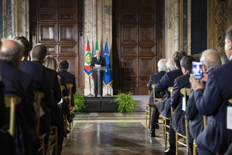 Il Presidente della Repubblica Sergio Mattarella in occasione della cerimonia del centenario della istituzione della “Stella al Merito del Lavoro” e di consegna delle Stelle al Merito del Lavoro per l’anno 2023 
