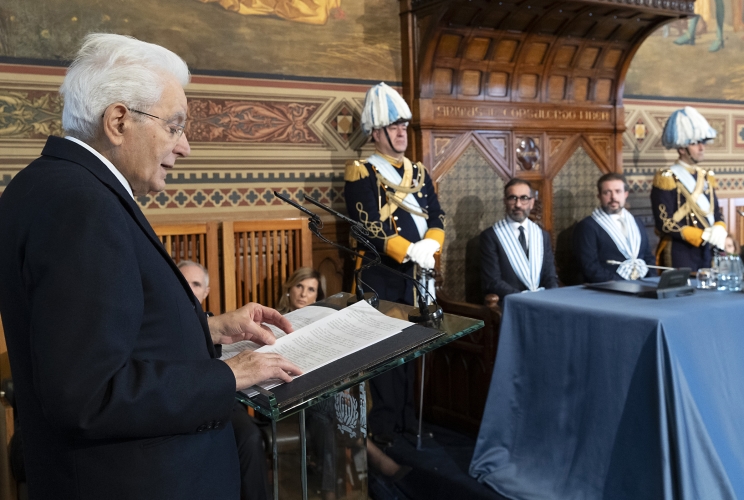 San Marino - Il Presidente della Repubblica Sergio Mattarella rivolge il suo indirizzo di saluto in occasione della visita di stato nella repubblica di San Marino
