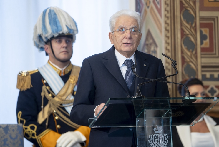 San Marino - Il Presidente della Repubblica Sergio Mattarella rivolge il suo indirizzo di saluto in occasione della visita di stato nella repubblica di San Marino