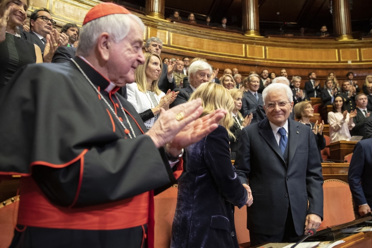 Il Presidente Sergio Mattarella al Senato della Repubblica,in occasione del Concerto di Natale, eseguito dall’Orchestra e dal Coro della Fondazione Arena di Verona
