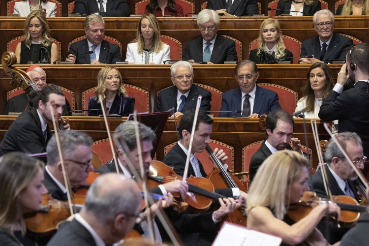 Il Presidente Sergio Mattarella al Senato della Repubblica,in occasione del Concerto di Natale, eseguito dall’Orchestra e dal Coro della Fondazione Arena di Verona
