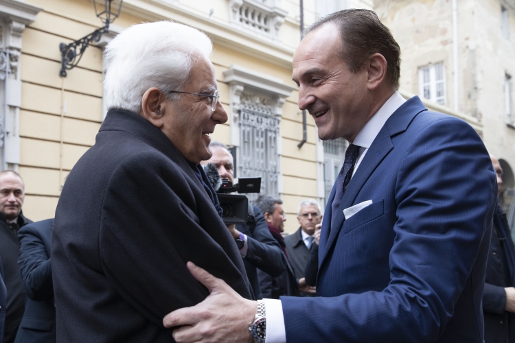 Il Presidente Sergio Mattarella al Teatro Civico di Vercelli, accolto da Alberto Cirio, Presidente della Regione Piemonte, in occasione della cerimonia d’inaugurazione dell’anno accademico 2023/2024 dell’Università degli Studi del Piemonte Orientale  
