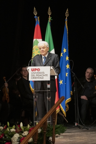Il Presidente Sergio Mattarella in occasione della cerimonia d’inaugurazione dell’anno accademico 2023/2024 dell’Università degli Studi del Piemonte Orientale  
