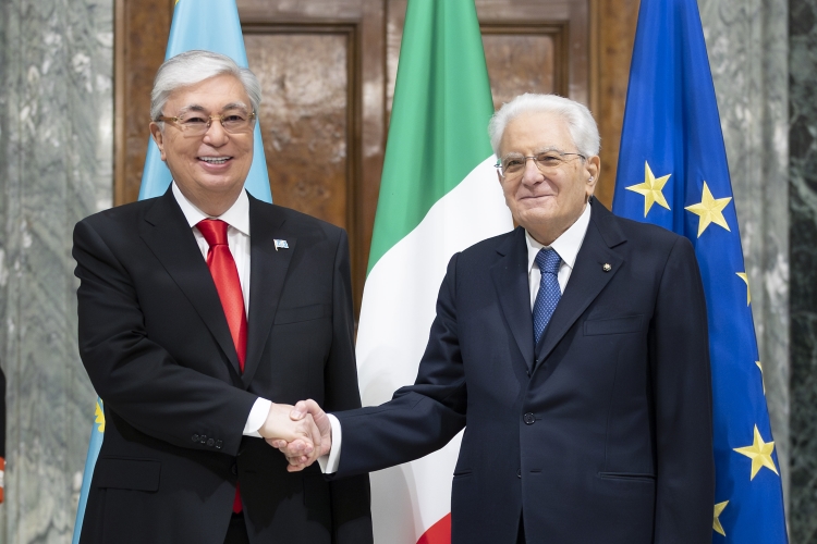 Il Presidente Sergio Mattarella con Kassym-Jomart Tokayev,Presidente della Repubblica del Kazakhstan,in visita ufficiale 
