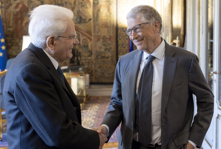 Il Presidente Sergio Mattarella con Bill Gates, Co – Presidente e fondatore della Fondazione Bill & Melinda Gates