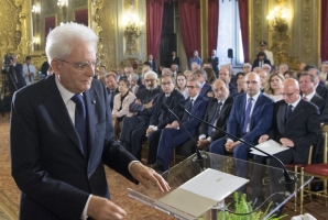 Il Presidente della Repubblica Sergio Mattarella in occasione della cerimonia di consegna del "Ventaglio"