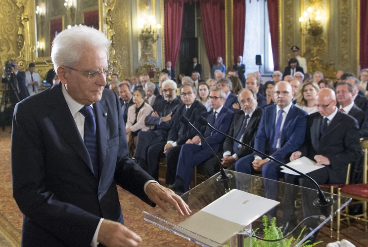 Il Presidente della Repubblica Sergio Mattarella in occasione della cerimonia di consegna del "Ventaglio"